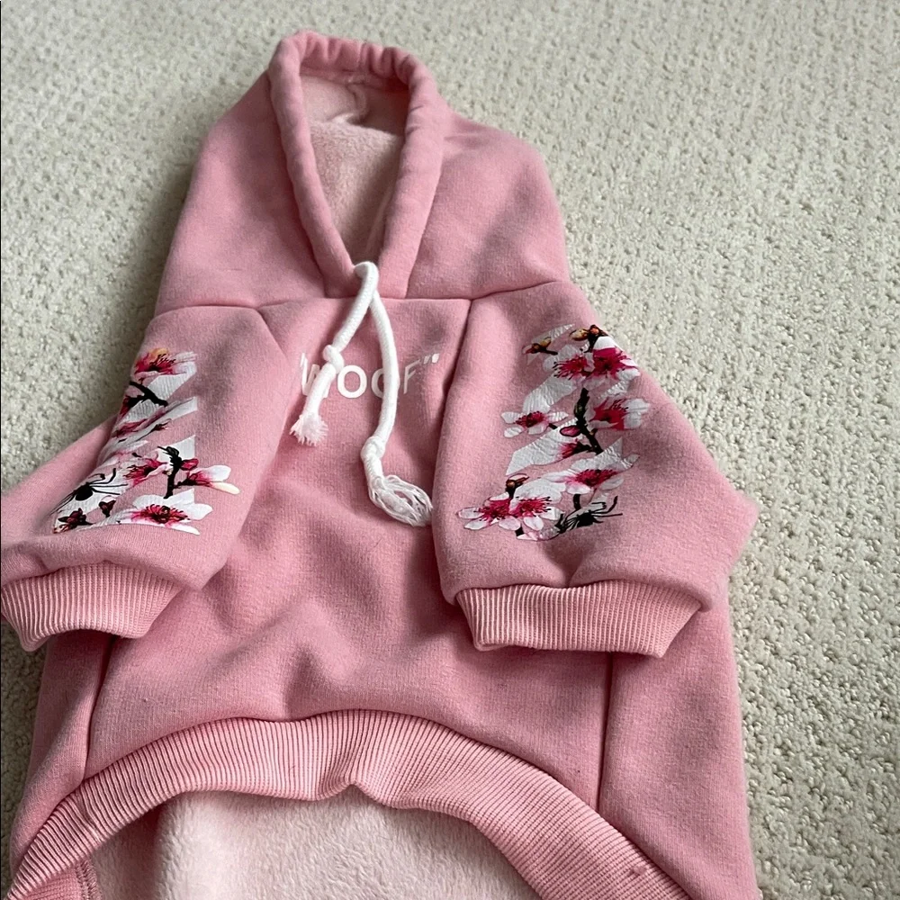Pink Floral Dog Hoodie